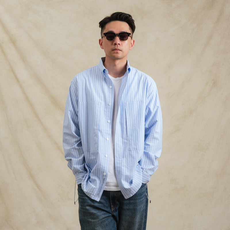 Stripes Sidepull Shirt / Cotton - BL.WH