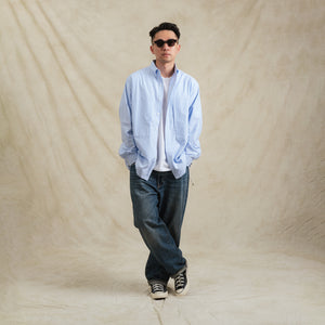 Stripes Sidepull Shirt / Cotton - BL.WH