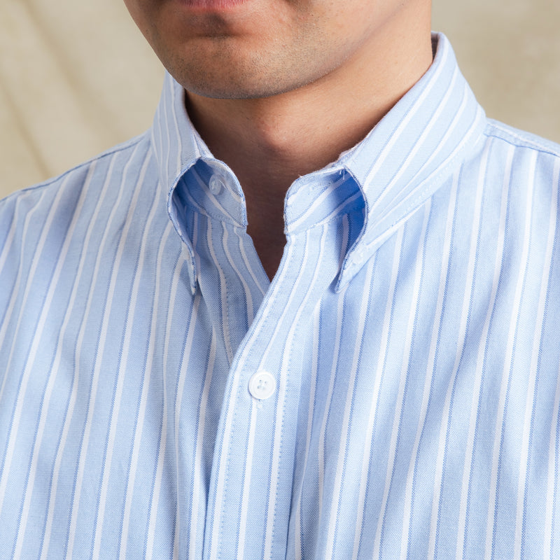Stripes Sidepull Shirt / Cotton - BL.WH