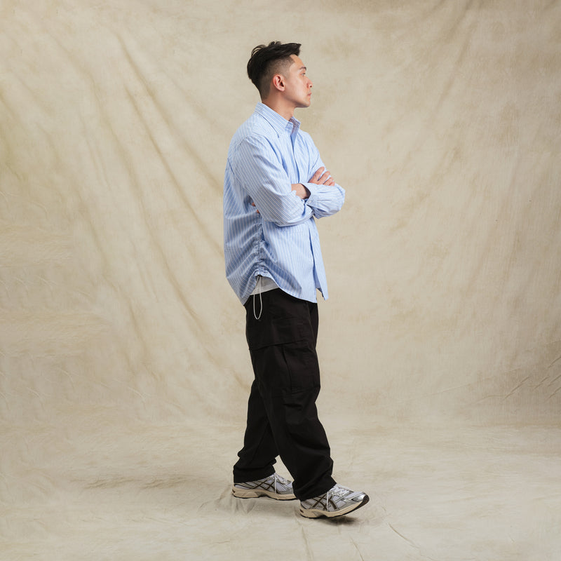Stripes Sidepull Shirt / Cotton - BL.WH