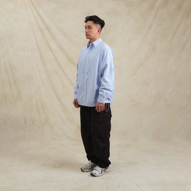 Stripes Sidepull Shirt / Cotton - BL.WH