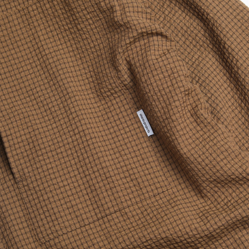 Checkered Sidepull Shirt / Seersucker Cotton - Brown