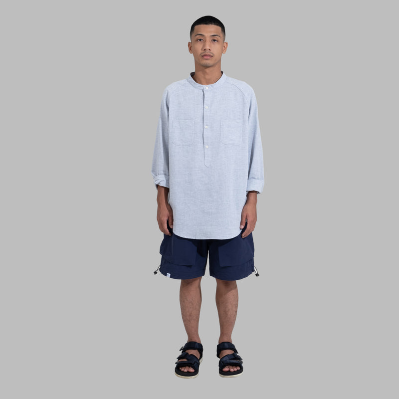 Popover Shirt / Cotton Linen - Blue