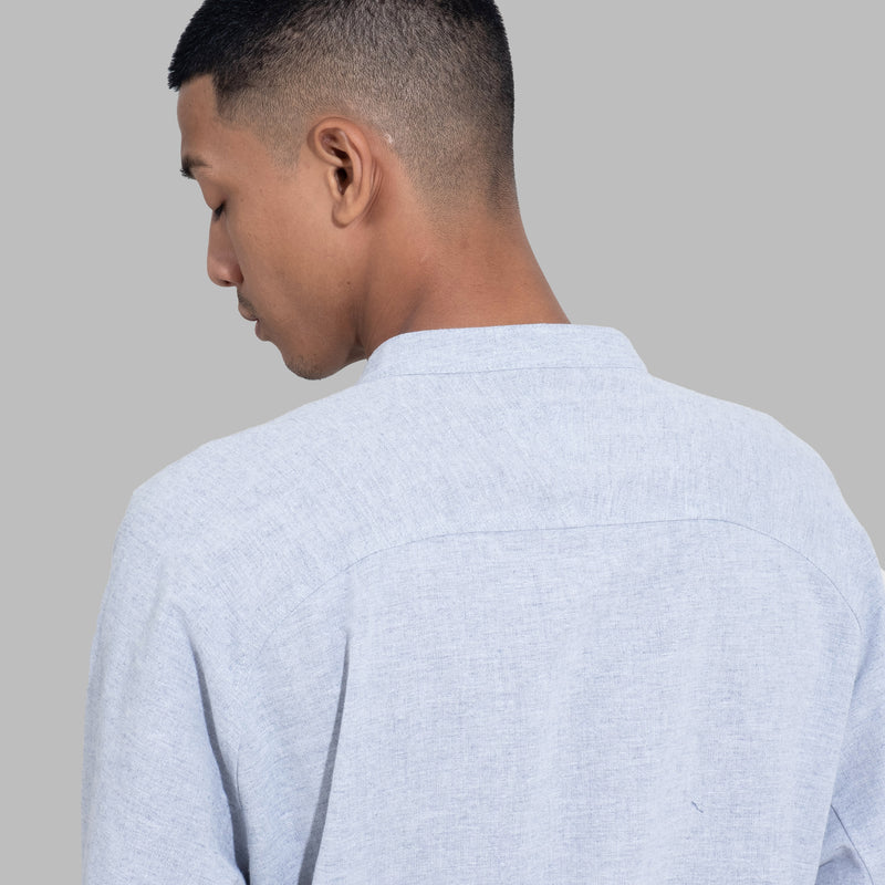 Popover Shirt / Cotton Linen - Blue