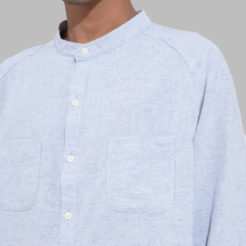 Popover Shirt / Cotton Linen - Blue