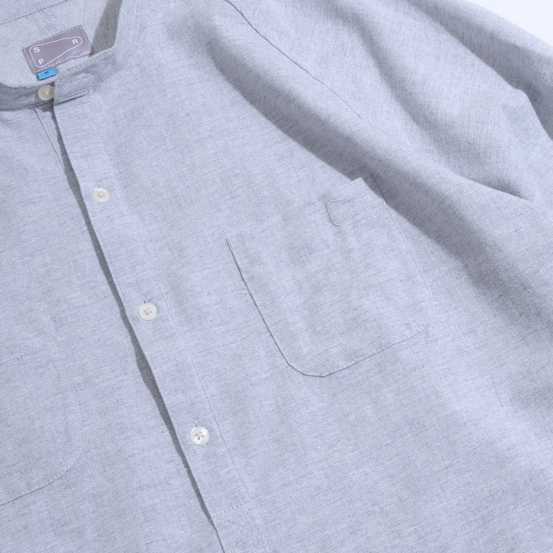 Popover Shirt / Cotton Linen - Blue