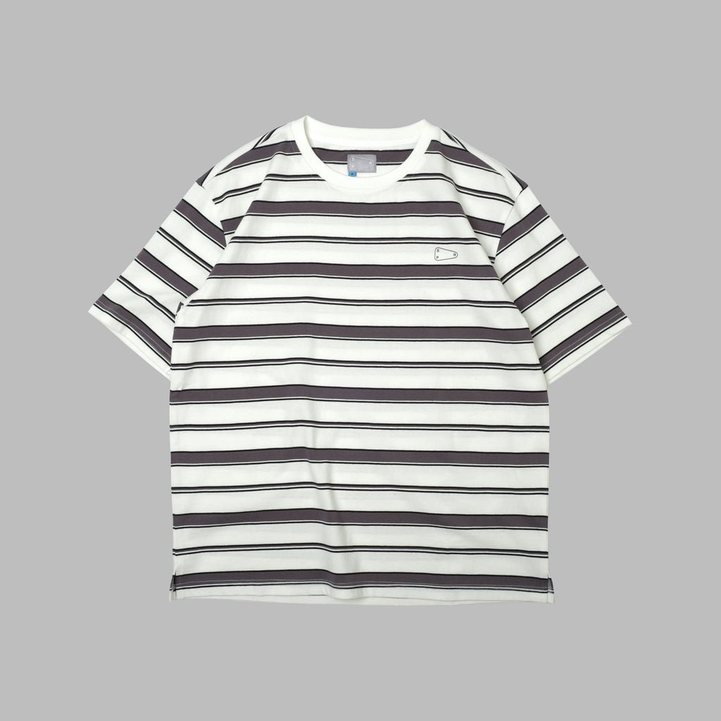 Stripe Tee / Cotton - White/Grey