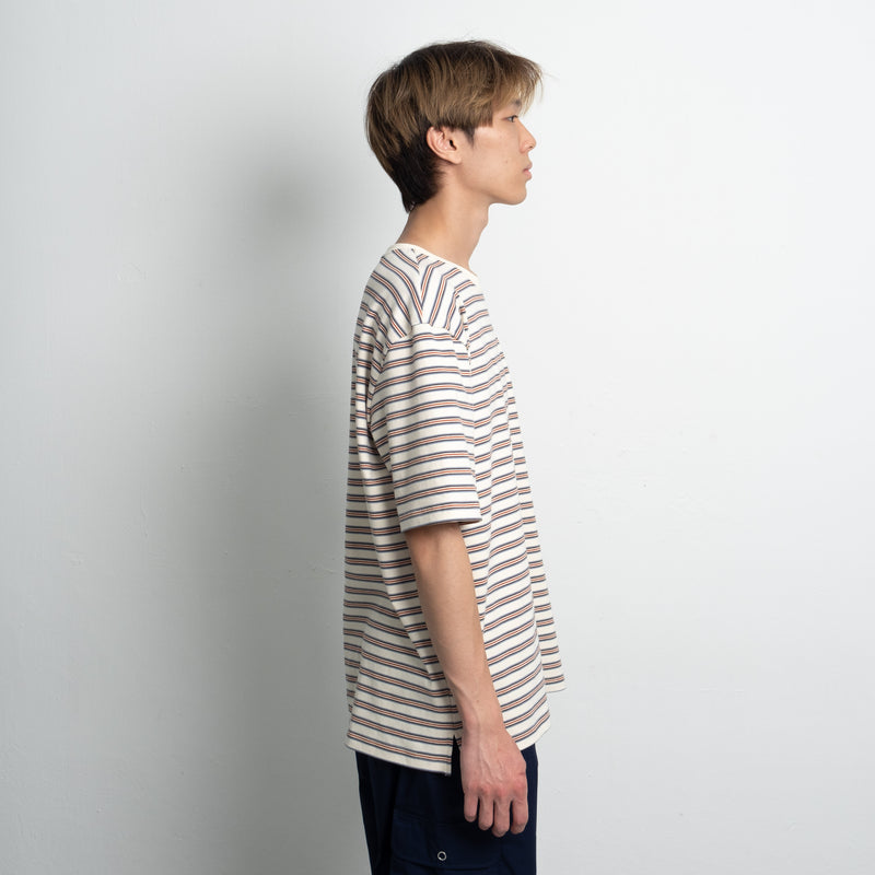 Stripe Tee / Cotton - White/Blue