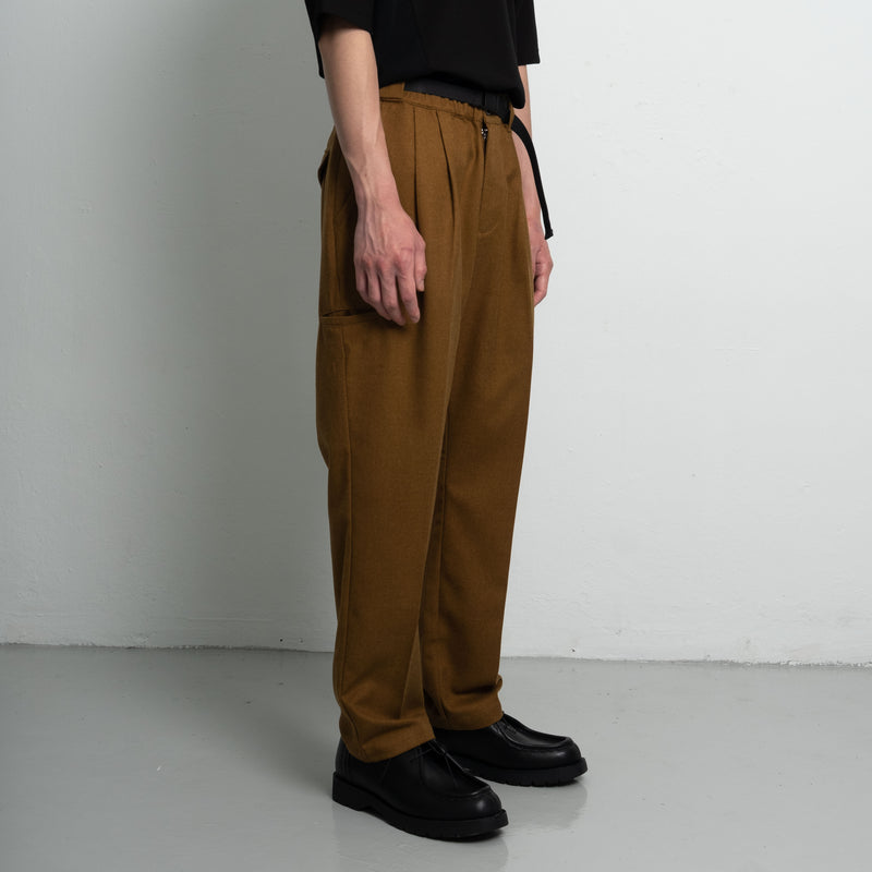 Pleated Pants / Poly Rayon - Brown