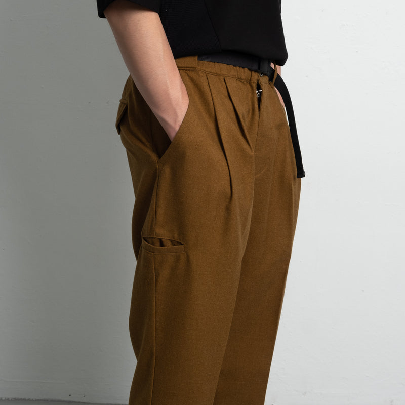 Pleated Pants / Poly Rayon - Brown