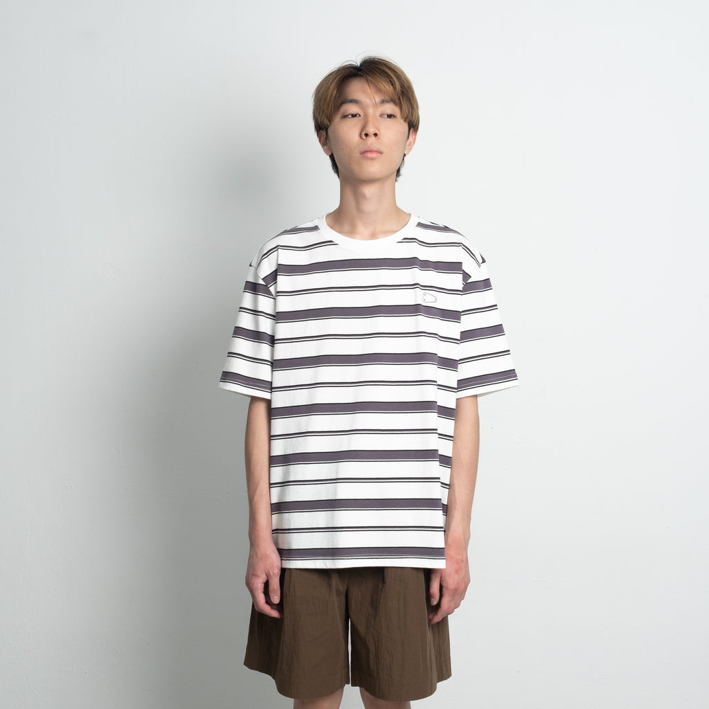 Stripe Tee / Cotton - White/Grey