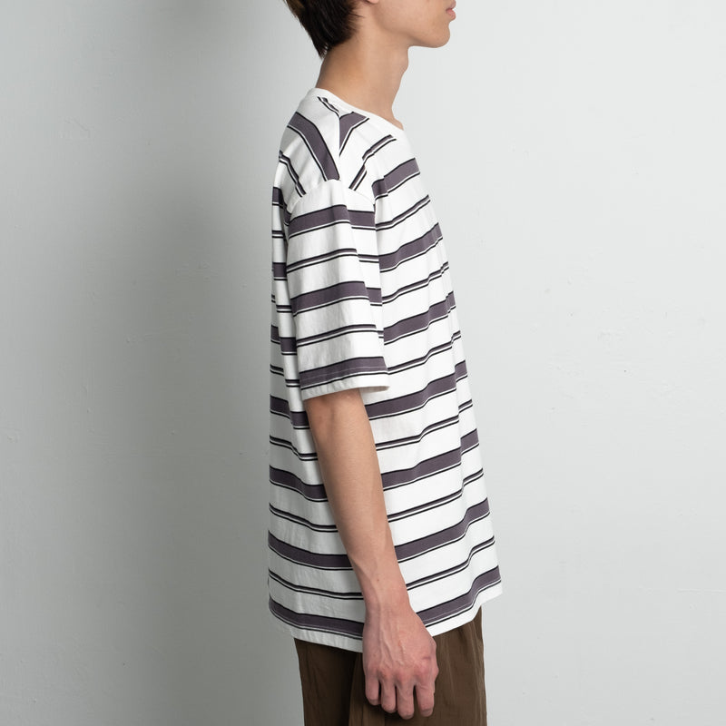 Stripe Tee / Cotton - White/Grey