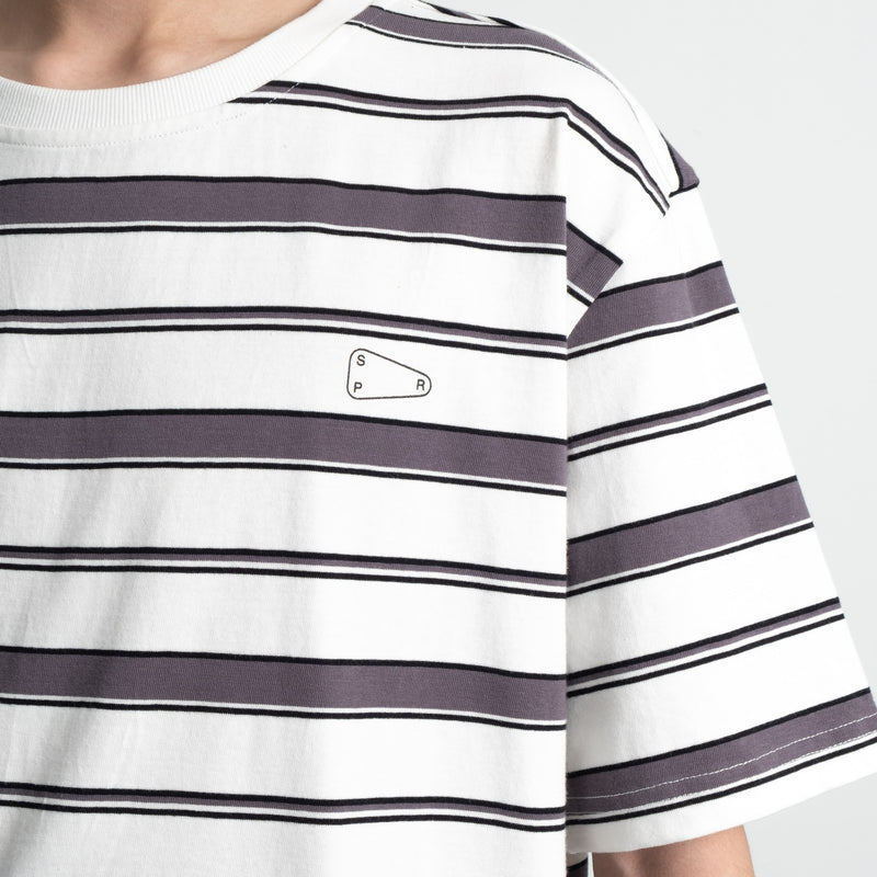 Stripe Tee / Cotton - White/Grey