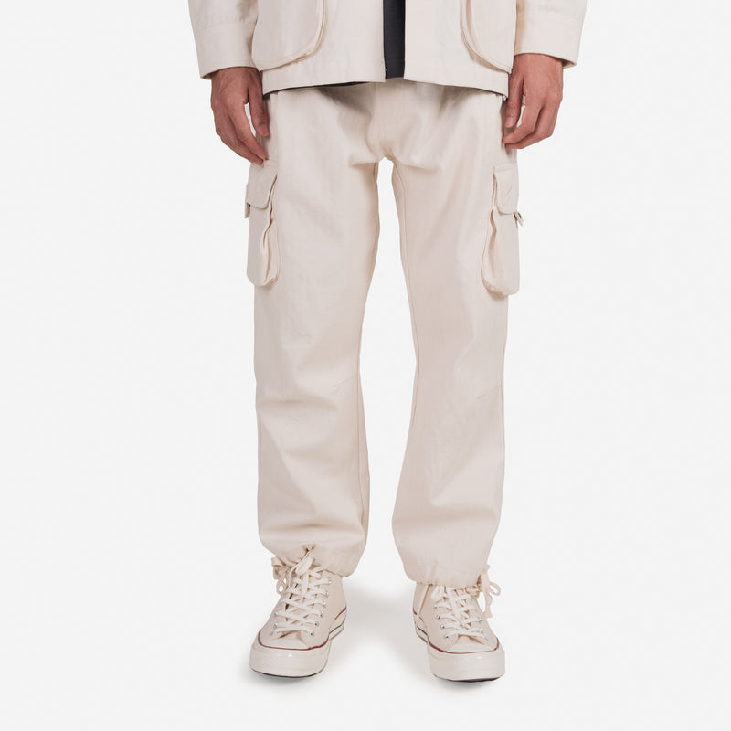 Cargo Pants / Herringbone - Beige