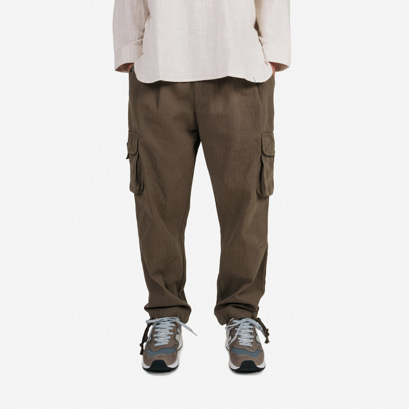 Cargo Pants / Herringbone - Olive