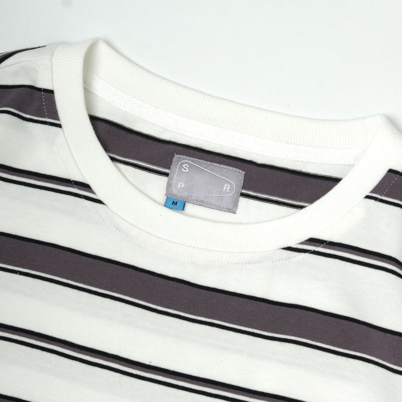 Stripe Tee / Cotton - White/Grey